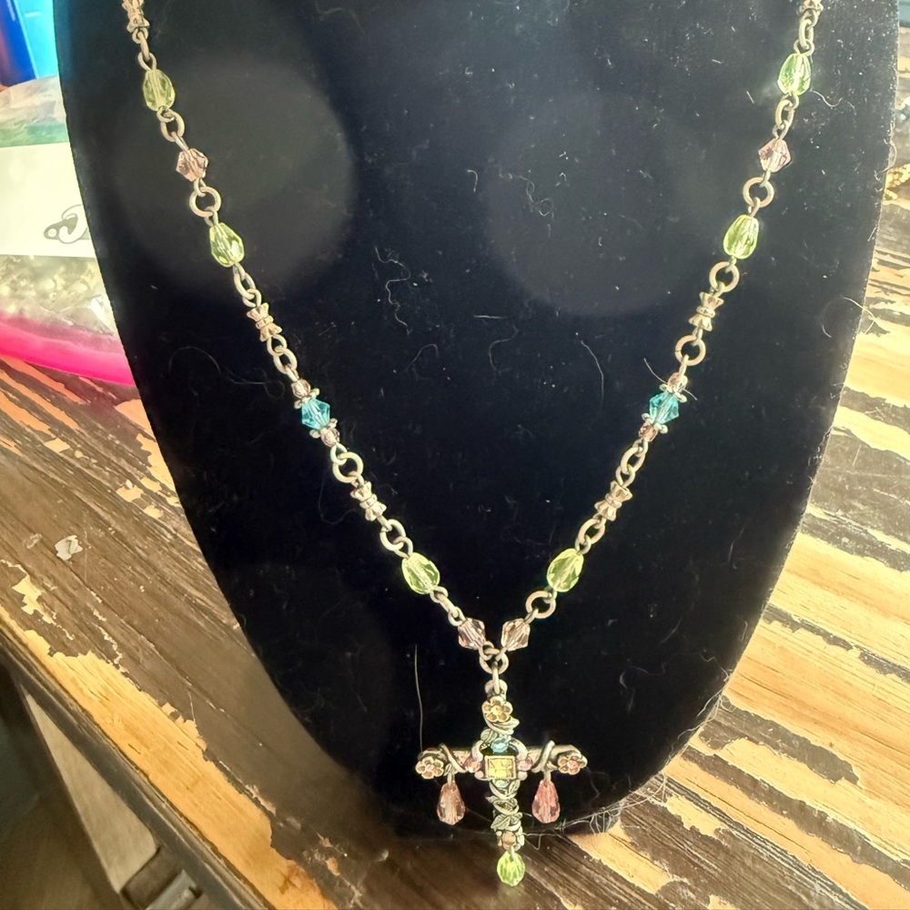 Sweet Romance Beaded Necklace w/ Cross